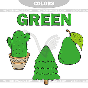 Green. Learn color. Education set. primary colors - vector image