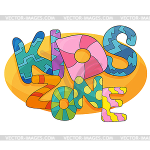 Kids zone cartoon logo. Colorful bubble letters - vector image