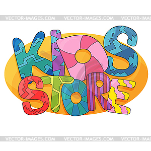 Kids store cartoon logo. Colorful bubble letters fo - stock vector clipart