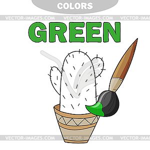 Green. Learn color. primary colors. cactus - vector clip art