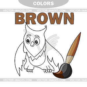 Funny cartoon character owl. coloring book. - vector image