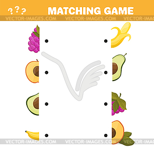 Cartoon Education Halves Matching Game for Children - vector image