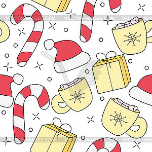 Merry Christmas Cartoon funny doodle seamless - vector clipart