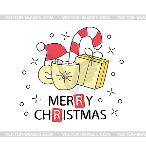 Merry Christmas and Happy New Year. Christmas - vector image