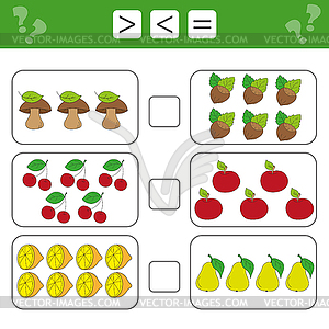 Mathematics worksheet for kids. Count educational - vector clip art