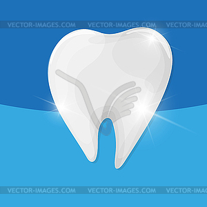 Healthy tooth on blue background - vector clip art