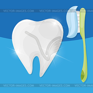 Ttooth with toothbrush and toothpaste. cartoon styl - vector EPS clipart