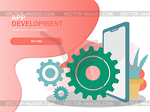 Mobile application development . Smartphone - vector image