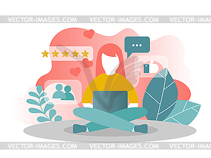 Social Media Concept for web site. in modern colors - vector clipart