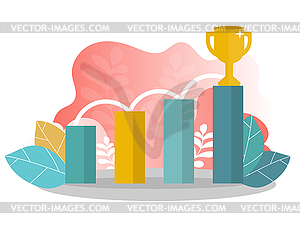 Concept of business success, leadership, awards, - vector image