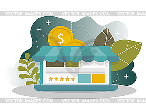 Landing page with computer monitor or display. - vector clipart