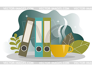 Business Coffee Break Landing Page. Lunch Time - vector clip art