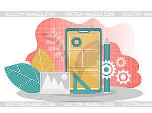 Mobile application development - flat . Mobile app - vector clipart / vector image