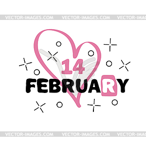 Badge 14 february. Happy Valentines Day concept. - vector clip art