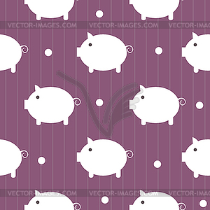 Seamless pattern, cute piggy art background design - vector clip art