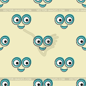 Smile pattern background. Texture doodle art. - vector image