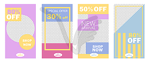 Set of Instagram stories sale banner background, - vector image