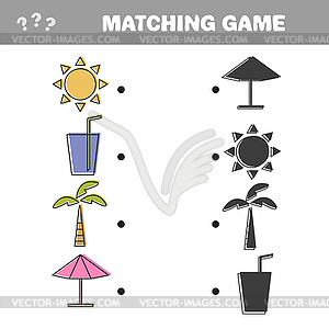 Find correct shadow, education game for children. - vector clipart