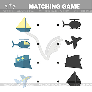 Cartoon Education Shadow Matching Game for Preschoo - vector clipart