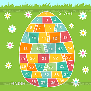 Cartoon style kids Easter board game with holiday - vector clipart