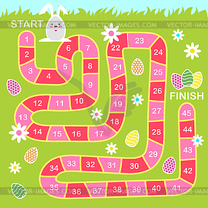 Cartoon style kids Easter board game with holiday - vector image