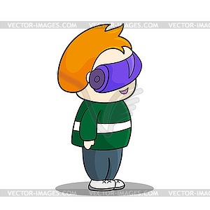 Cute for children. Cartoon. Boy with virtual realit - vector clipart
