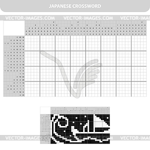 Ship. Black and white japanese crossword with - vector clip art