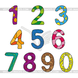 Cartoon kids figures. Set of color numbers - vector clip art