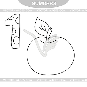 Educational game - Learning numbers. Coloring book - vector clipart