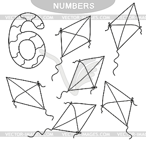 Educational game - Learning numbers. Coloring book - vector clipart / vector image
