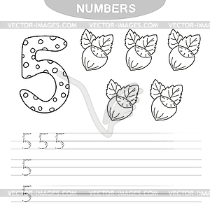 Learning numbers. Coloring book for preschool - vector image