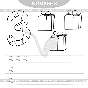 Learning numbers. Coloring book for preschool - vector clipart