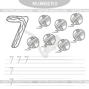 Learning numbers. Coloring book for preschool - vector image