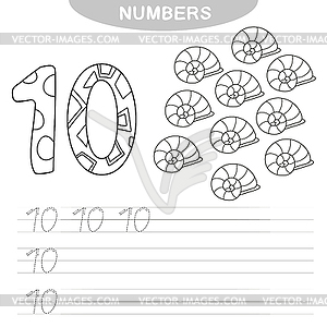 Learning numbers. Coloring book for preschool - vector clipart