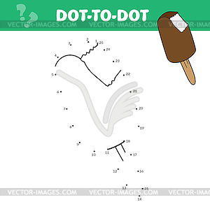 Ice-cream to be traced by numbers. Dot to dot game - vector EPS clipart