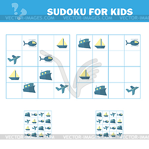 Sudoku for kids. Game for preschool kids, training - royalty-free vector clipart