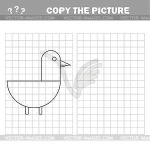 Coloring Cute Cartoon Duck. Educational Game for - vector image