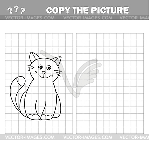 Funny little kitten. Coloring book. Educational gam - vector clip art
