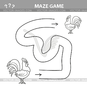 Game chicken maze find way to each other - vector clipart