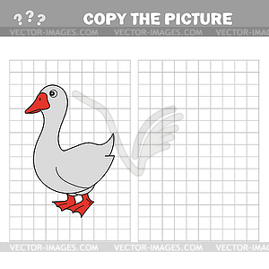 Goose. Copy picture. Coloring book. Educational gam - vector clip art