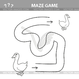 Maze game - goose and kid - Maze game, education - vector EPS clipart