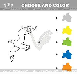Educational game coloring book seagull bird - vector image