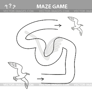 Seagull maze for kids - - vector clip art