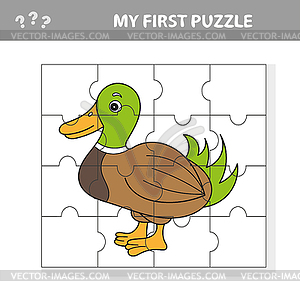 Cartoon Education Jigsaw Puzzle Game - vector image