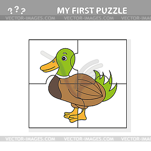 Cartoon Education Jigsaw Puzzle Game - vector image