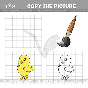 Chicken to be colored, coloring book for preschool - vector image