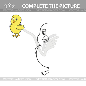 Chicken to be colored, coloring book for preschool - vector clipart