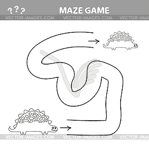 Funny maze for children. Help dino to find friend - vector image