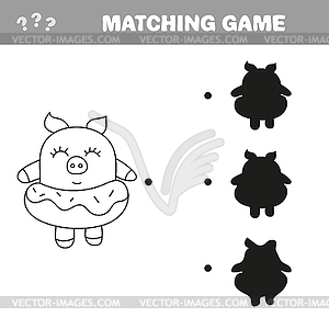 Funny pig. Coloring book drawing game - vector image