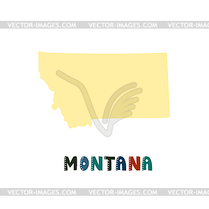 USA collection. Map of Montana - yellow silhouette - vector clipart